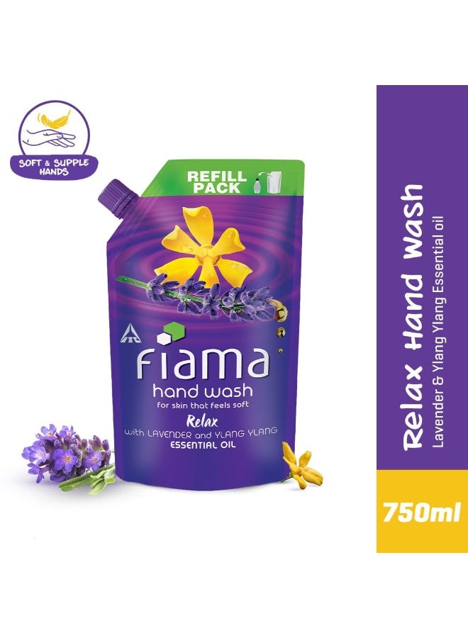Fiama Relax Hand Wash, 750 ml Refill Pack, Value Pouch, Lavender Oil & Ylang Extracts Handwash, for Soft & Supple Hands - Image 2